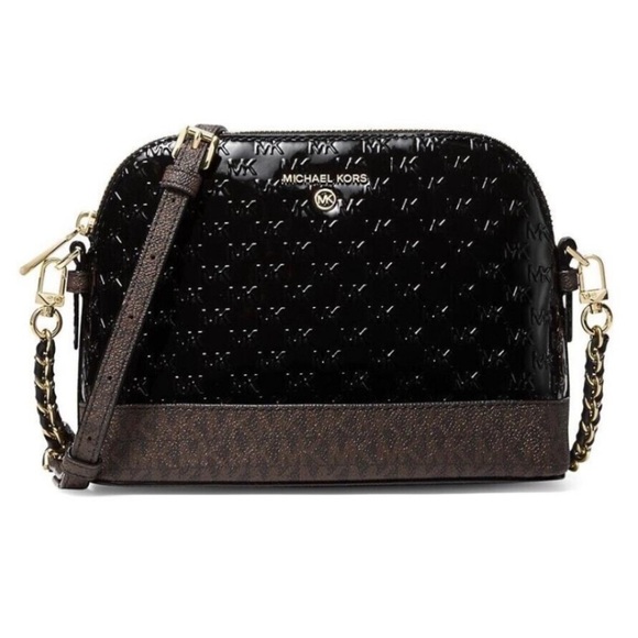 MICHAEL KORS Jet Set Dome Crossbody Leather Bag Black AUTHENTIC NWT-Minor Damage - Picture 2 of 16